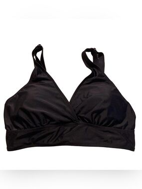 Black Cross Front Swim Top Size 16W V-Neck Adjustable Straps Bikini Tankini